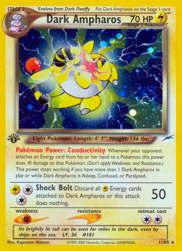 Dark Ampharos (1/105) [Neo Destiny 1st Edition] | Dumpster Cat Games