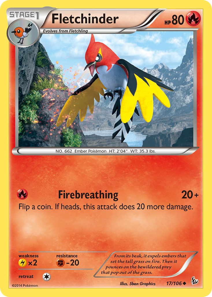 Fletchinder (17/106) [XY: Flashfire] | Dumpster Cat Games