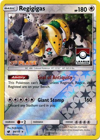 Regigigas (84/111) (League Promo 3rd Place) [Sun & Moon: Crimson Invasion] | Dumpster Cat Games