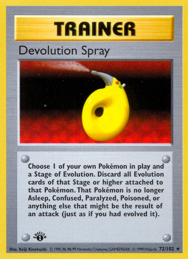 Devolution Spray (72/102) (Shadowless) [Base Set 1st Edition] | Dumpster Cat Games