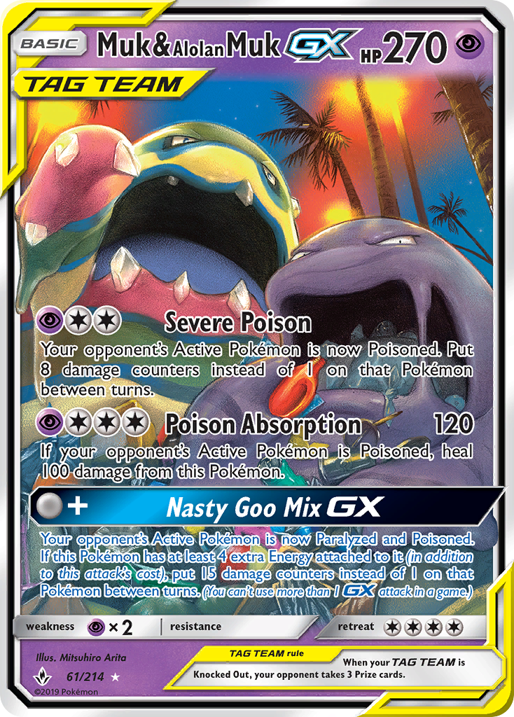 Muk & Alolan Muk GX (61/214) [Sun & Moon: Unbroken Bonds] | Dumpster Cat Games