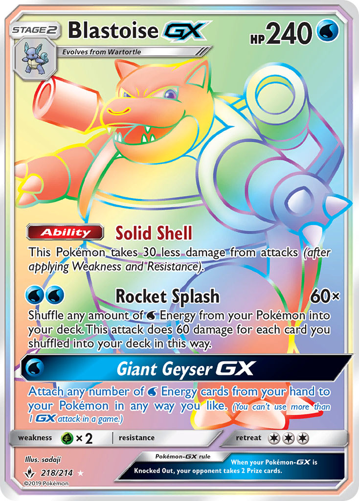 Blastoise GX (218/214) [Sun & Moon: Unbroken Bonds] | Dumpster Cat Games