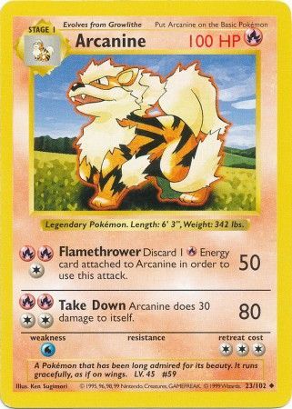 Arcanine (23/102) [Base Set Shadowless Unlimited] | Dumpster Cat Games