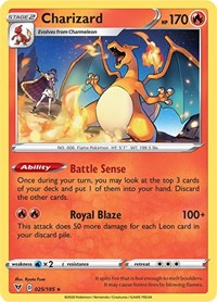 Charizard (025/185) (Cracked Ice Holo) (Theme Deck Exclusive) [Sword & Shield: Vivid Voltage] | Dumpster Cat Games