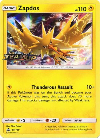 Zapdos (SM159) (Staff) [Sun & Moon: Black Star Promos] | Dumpster Cat Games