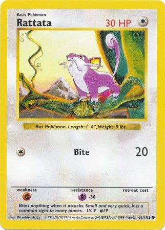 Rattata (61/102) [Base Set Shadowless Unlimited] | Dumpster Cat Games