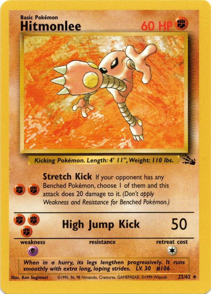 Hitmonlee (22/62) [Fossil Unlimited] | Dumpster Cat Games