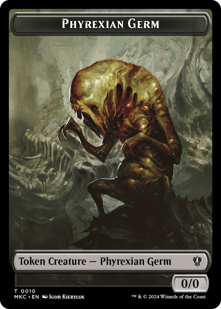 Spirit // Phyrexian Germ Double-Sided Token [Murders at Karlov Manor Commander Tokens] | Dumpster Cat Games