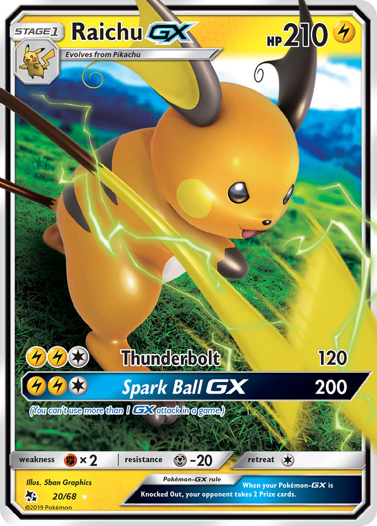 Raichu GX (20/68) [Sun & Moon: Hidden Fates] | Dumpster Cat Games