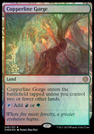 Copperline Gorge [Phyrexia: All Will Be One Prerelease Promos] | Dumpster Cat Games