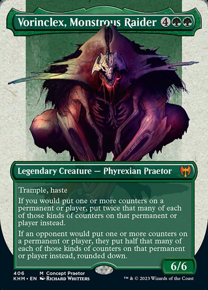 Vorinclex, Monstrous Raider (Borderless Concept Praetors) [Phyrexia: All Will Be One] | Dumpster Cat Games