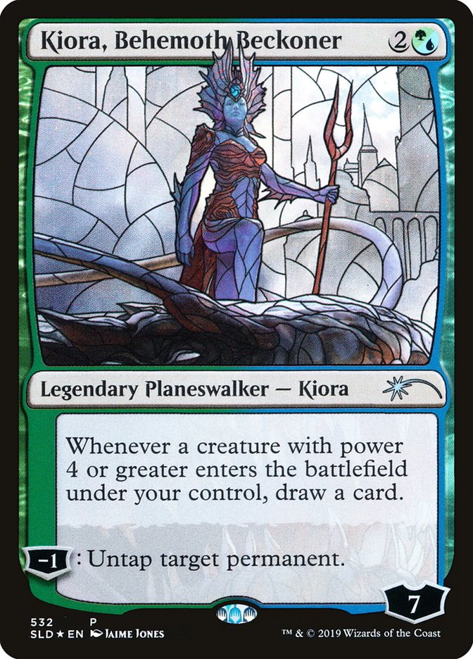 Kiora, Behemoth Beckoner (Stained Glass) [Secret Lair Drop Promos] | Dumpster Cat Games