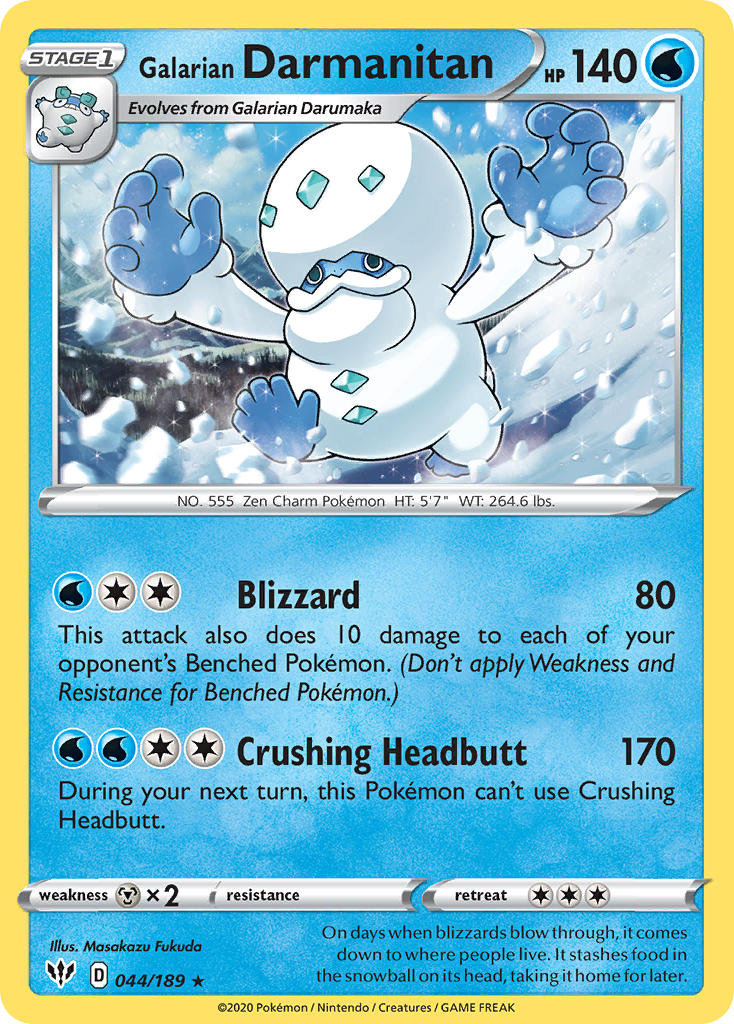 Galarian Darmanitan (044/189) (Cracked Ice Holo) (Theme Deck Exclusive) [Sword & Shield: Darkness Ablaze] | Dumpster Cat Games