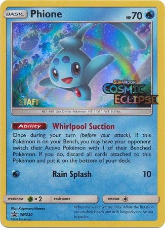 Phione (SM220) (Staff Prerelease Promo) [Sun & Moon: Black Star Promos] | Dumpster Cat Games