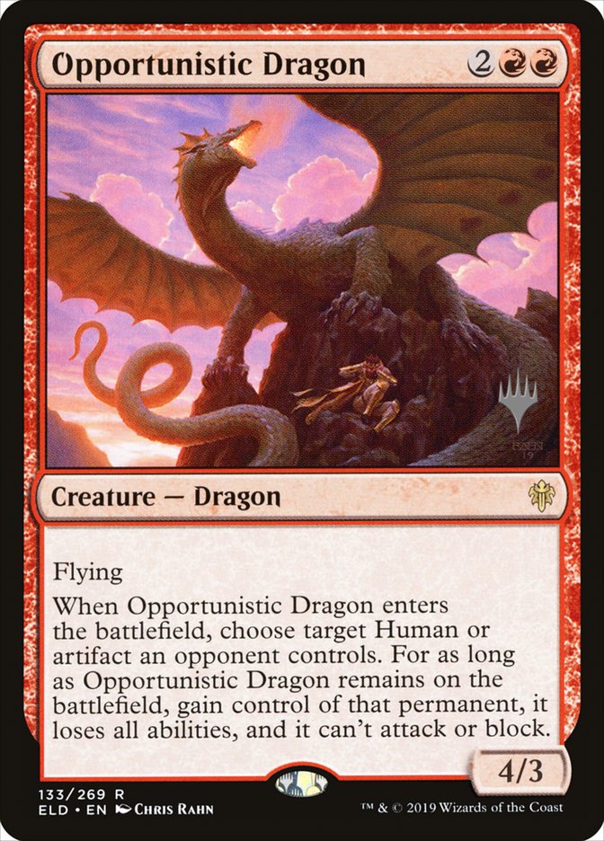 Opportunistic Dragon (Promo Pack) [Throne of Eldraine Promos] | Dumpster Cat Games