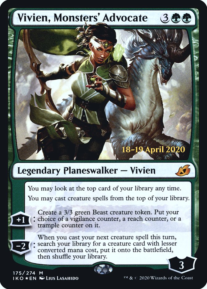 Vivien, Monsters' Advocate  [Ikoria: Lair of Behemoths Prerelease Promos] | Dumpster Cat Games