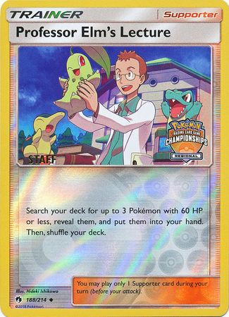 Professor Elm's Lecture (188/214) (Regional Championship Promo Staff) [Sun & Moon: Lost Thunder] | Dumpster Cat Games