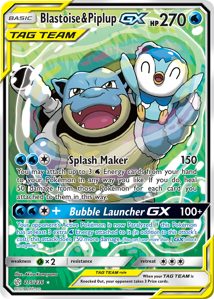 Blastoise & Piplup GX (215/236) [Sun & Moon: Cosmic Eclipse] | Dumpster Cat Games