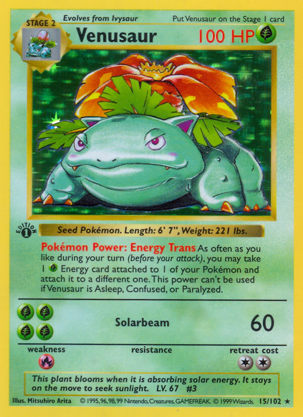 Venusaur (15/102) (Shadowless) [Base Set 1st Edition] | Dumpster Cat Games