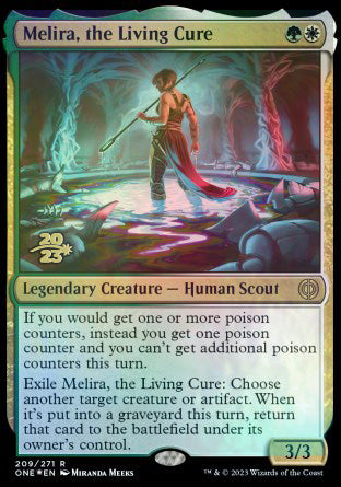 Melira, the Living Cure [Phyrexia: All Will Be One Prerelease Promos] | Dumpster Cat Games