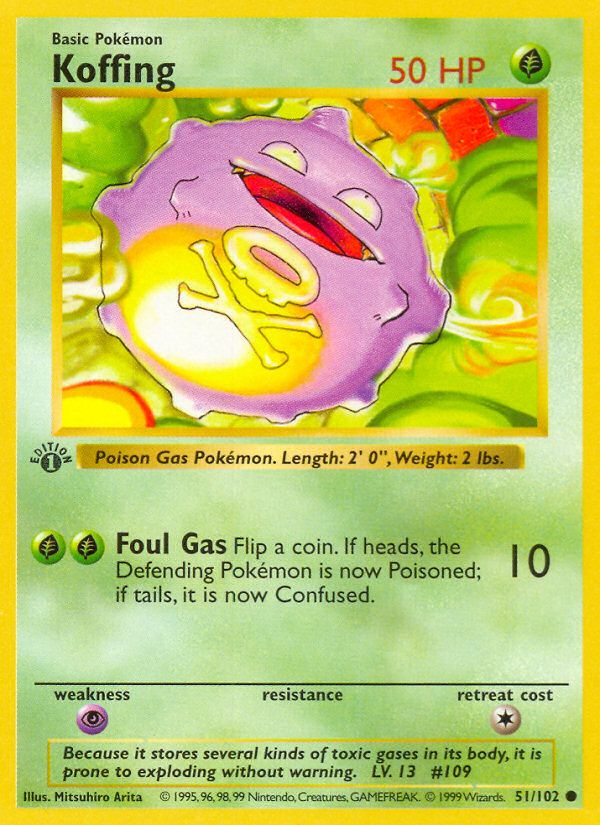 Koffing (51/102) (Shadowless) [Base Set 1st Edition] | Dumpster Cat Games