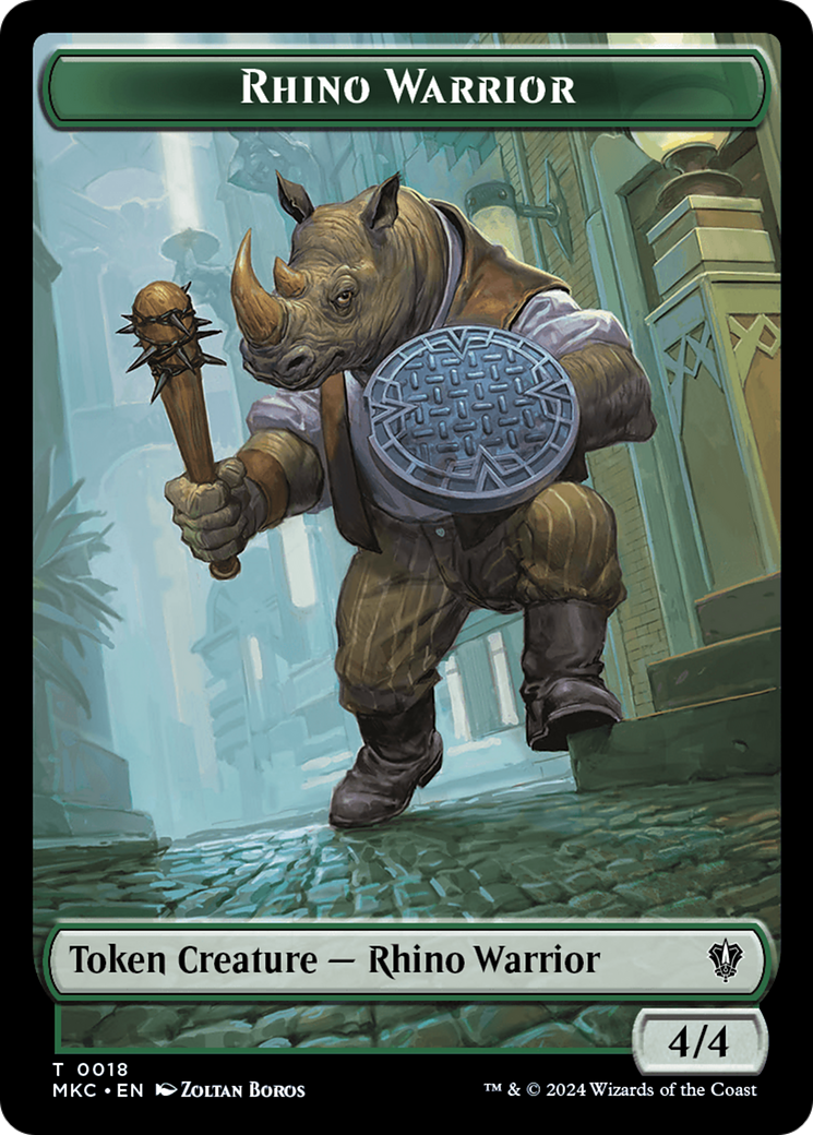 Thopter // Rhino Warrior Double-Sided Token [Murders at Karlov Manor Commander Tokens] | Dumpster Cat Games