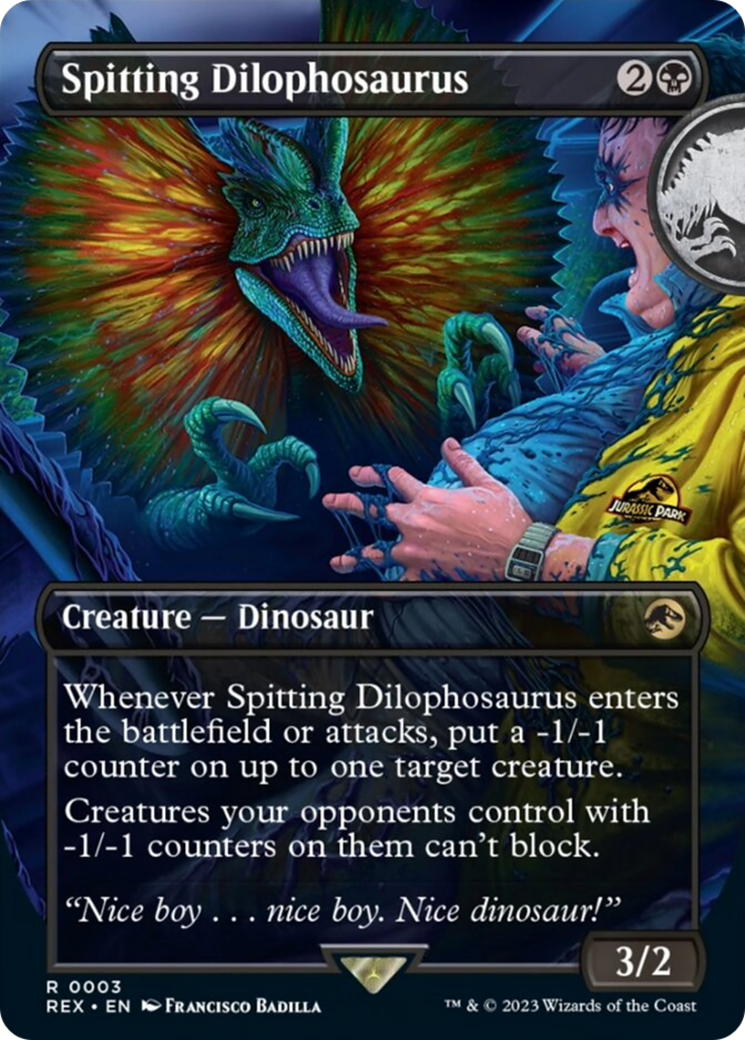 Spitting Dilophosaurus (Borderless) [Jurassic World Collection] | Dumpster Cat Games