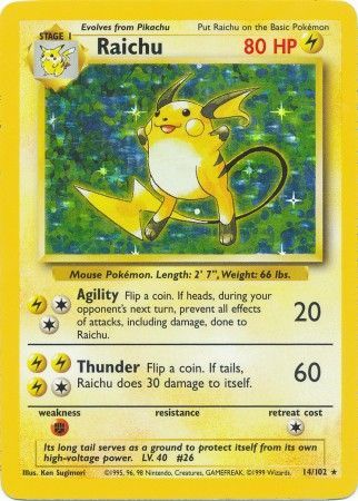 Raichu (14/102) [Base Set Unlimited] | Dumpster Cat Games