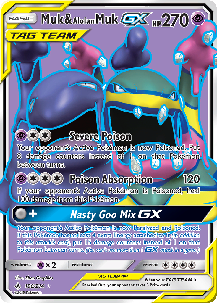 Muk & Alolan Muk GX (196/214) [Sun & Moon: Unbroken Bonds] | Dumpster Cat Games