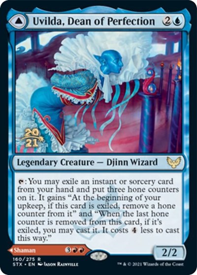 Uvilda, Dean of Perfection // Nassari, Dean of Expression [Strixhaven: School of Mages Prerelease Promos] | Dumpster Cat Games