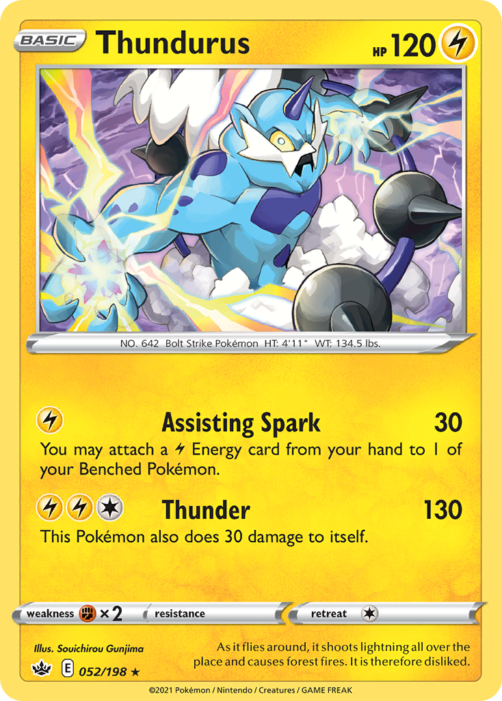 Thundurus (052/198) (Theme Deck Exclusive) [Sword & Shield: Chilling Reign] | Dumpster Cat Games