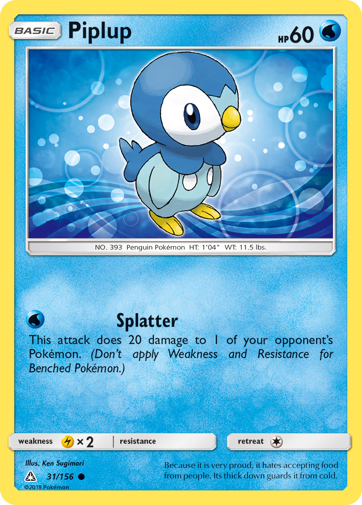 Piplup (31/156) [Sun & Moon: Ultra Prism] | Dumpster Cat Games