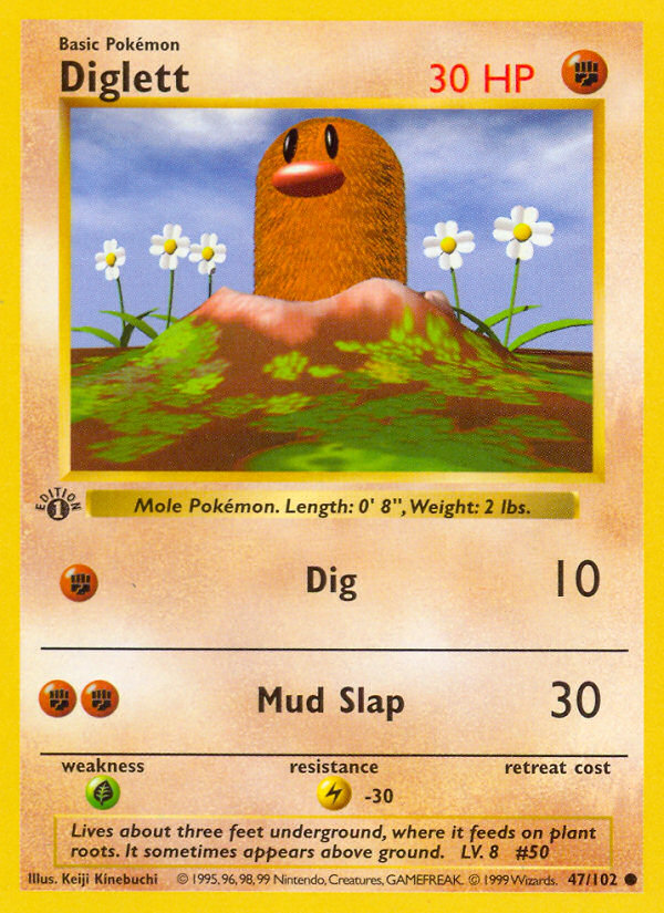 Diglett (47/102) (Shadowless) [Base Set 1st Edition] | Dumpster Cat Games