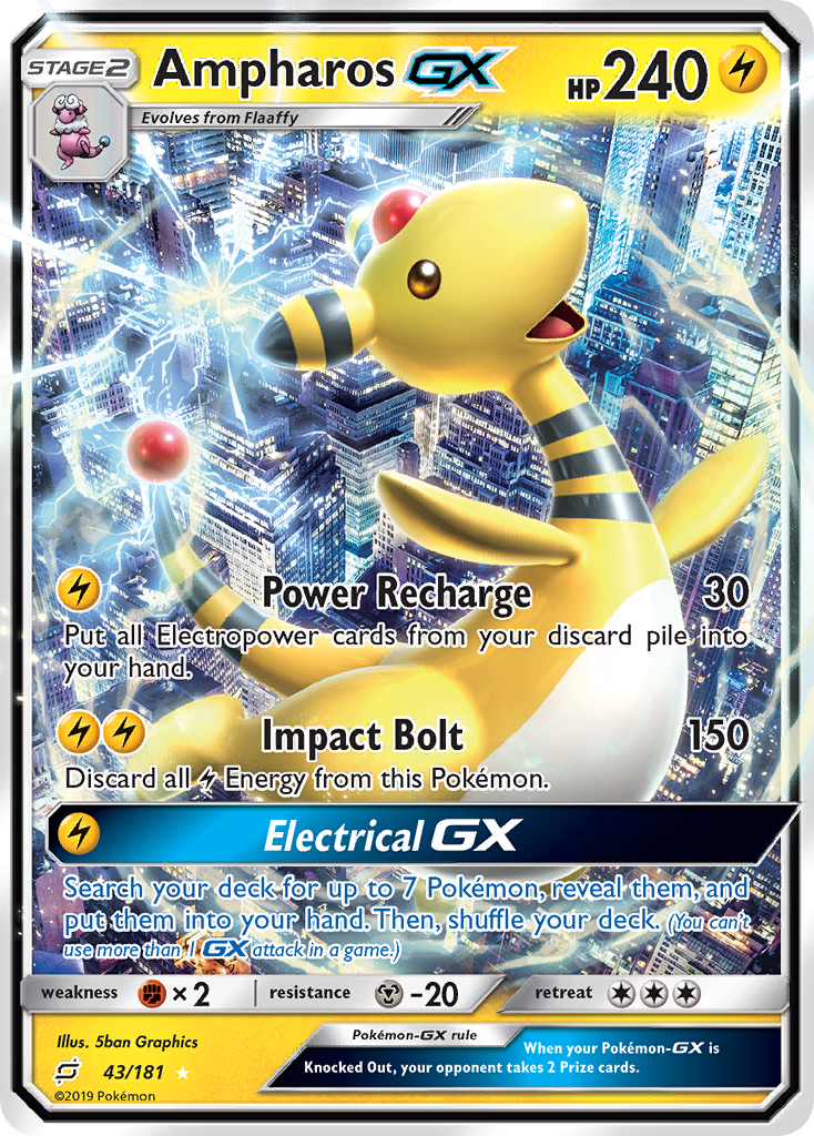 Ampharos GX (43/181) [Sun & Moon: Team Up] | Dumpster Cat Games