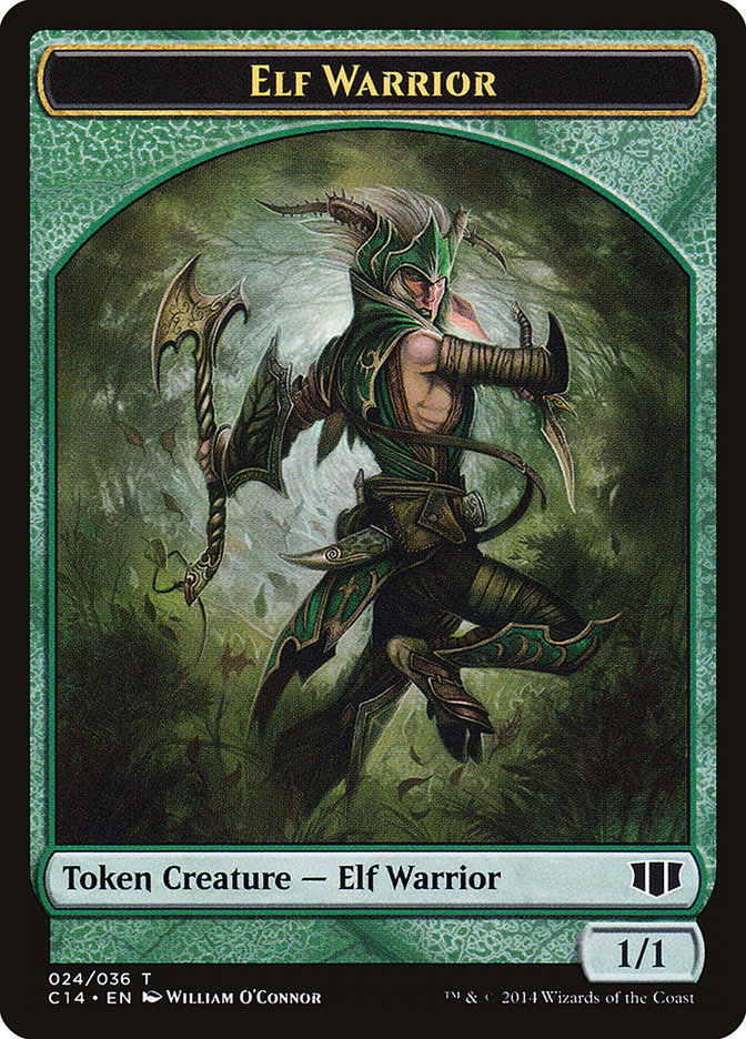 Elephant // Elf Warrior Double-sided Token [Commander 2014 Tokens] | Dumpster Cat Games