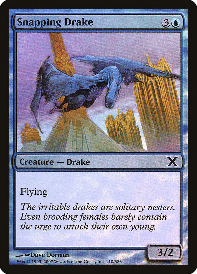 Snapping Drake (Premium Foil) [Tenth Edition] | Dumpster Cat Games