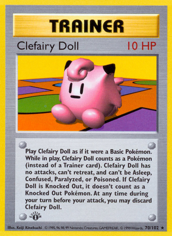 Clefairy Doll (70/102) (Shadowless) [Base Set 1st Edition] | Dumpster Cat Games