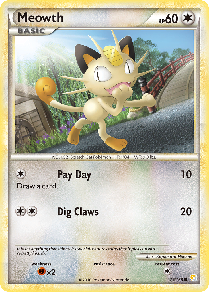 Meowth (75/123) [HeartGold & SoulSilver: Base Set] | Dumpster Cat Games