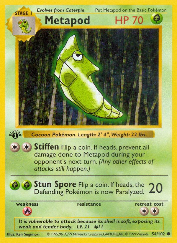 Metapod (54/102) (Shadowless) [Base Set 1st Edition] | Dumpster Cat Games