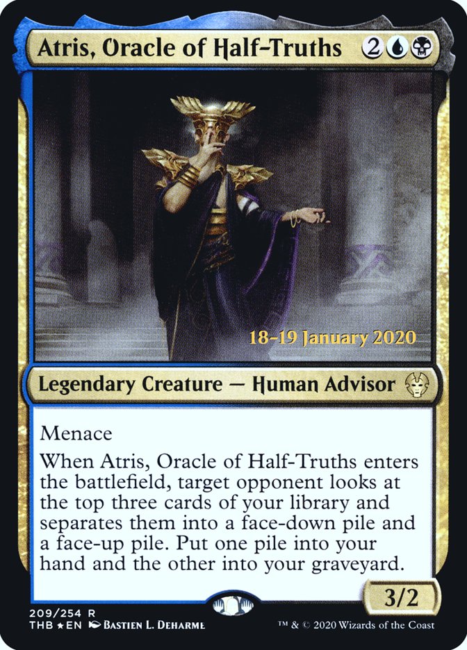 Atris, Oracle of Half-Truths [Theros Beyond Death Prerelease Promos] | Dumpster Cat Games