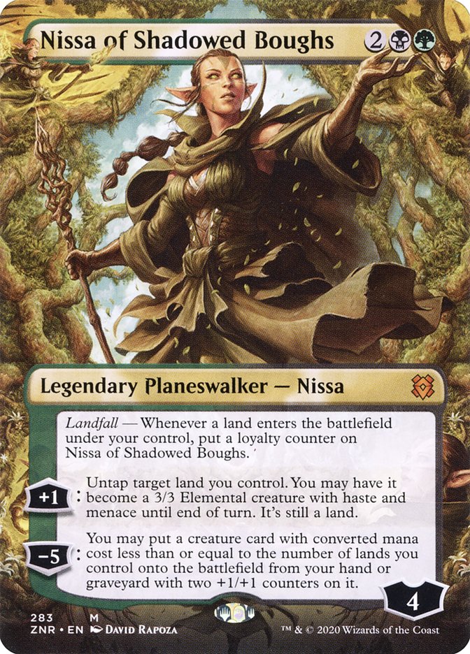 Nissa of Shadowed Boughs (Borderless) [Zendikar Rising] | Dumpster Cat Games