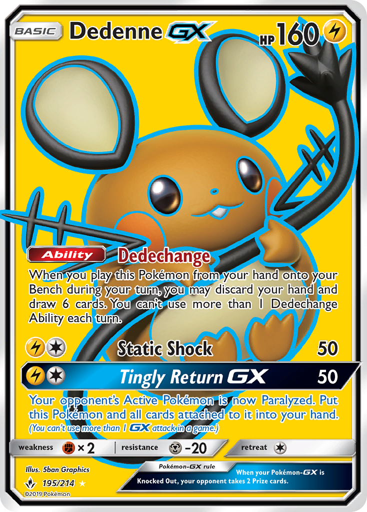 Dedenne GX (195/214) [Sun & Moon: Unbroken Bonds] | Dumpster Cat Games