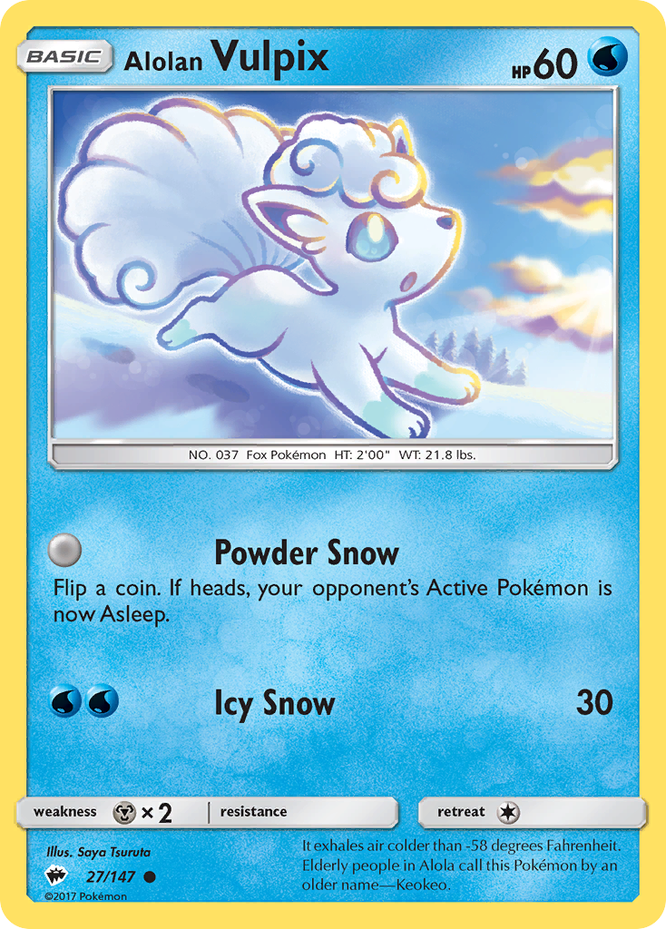 Alolan Vulpix (27/147) [Sun & Moon: Burning Shadows] | Dumpster Cat Games