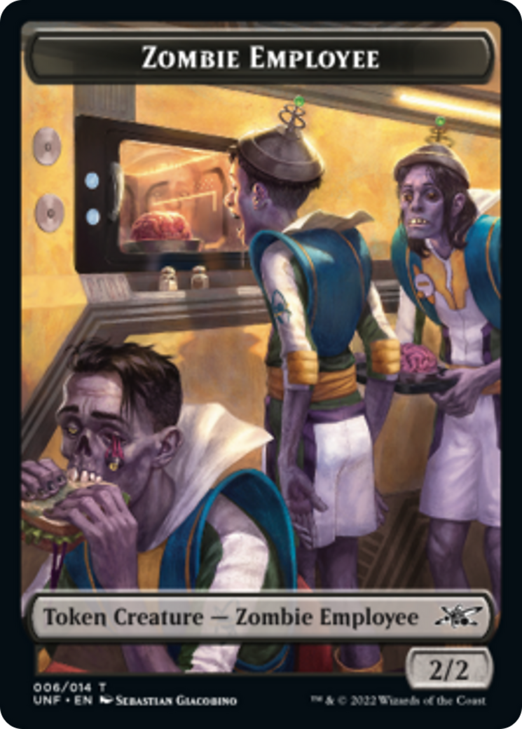 Zombie Employee // Food (011) Double-sided Token [Unfinity Tokens] | Dumpster Cat Games