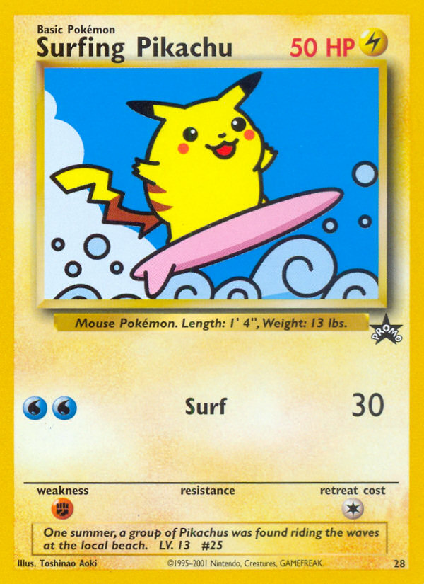 Surfing Pikachu (28) [Wizards of the Coast: Black Star Promos] | Dumpster Cat Games