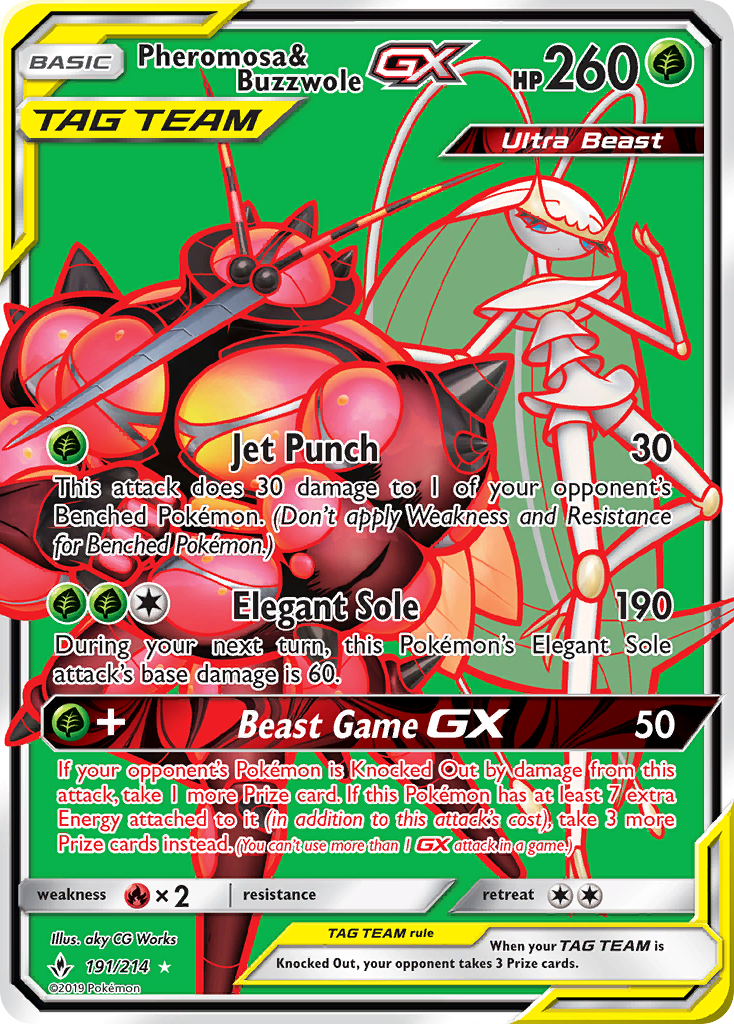 Pheromosa & Buzzwole GX (191/214) [Sun & Moon: Unbroken Bonds] | Dumpster Cat Games