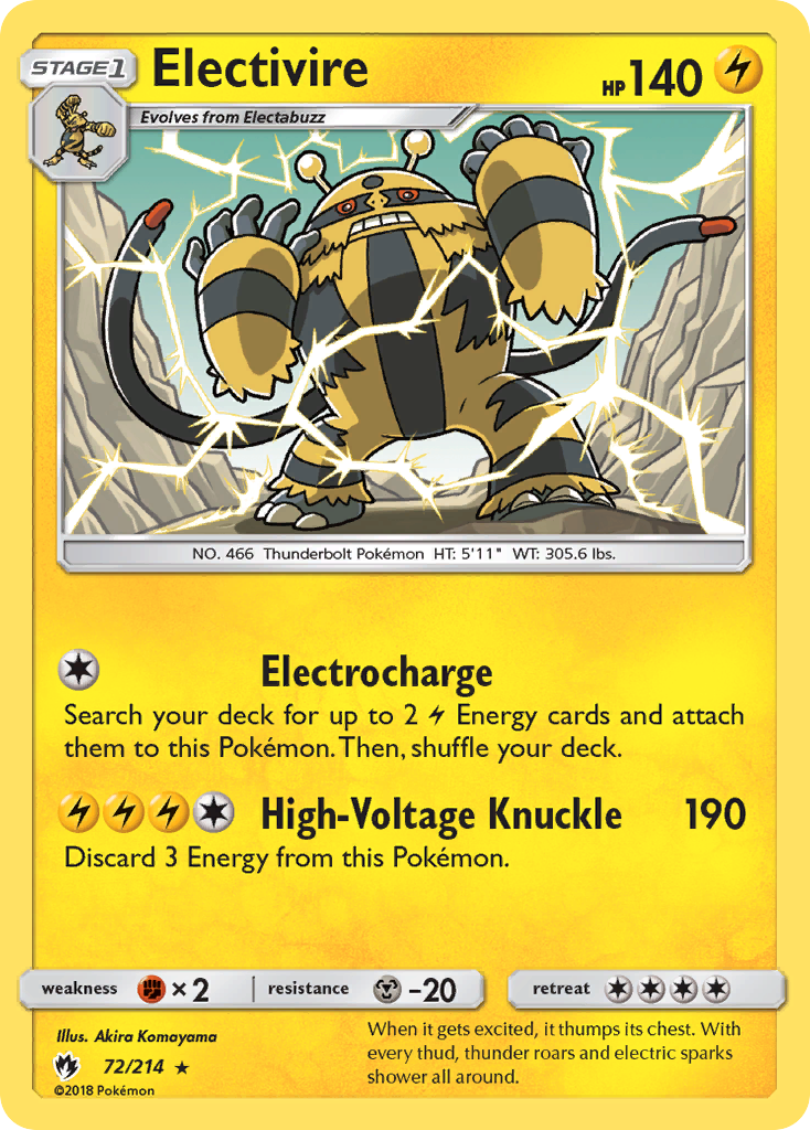 Electivire (72/214) [Sun & Moon: Lost Thunder] | Dumpster Cat Games