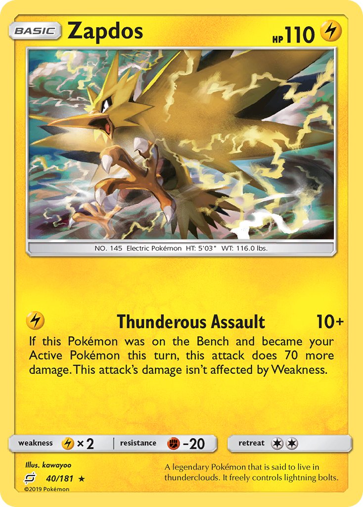 Zapdos (40/181) (Theme Deck Exclusive) [Sun & Moon: Team Up] | Dumpster Cat Games