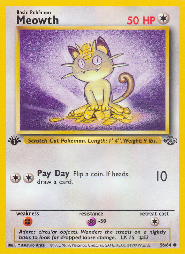 Meowth (56/64) [Jungle 1st Edition] | Dumpster Cat Games