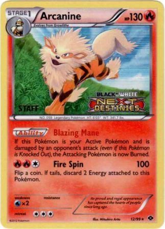 Arcanine (12/99) (Staff Prerelease Promo) [Black & White: Black Star Promos] | Dumpster Cat Games